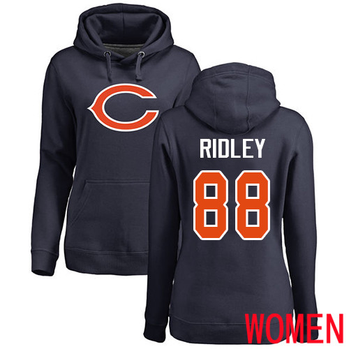 Chicago Bears Navy Blue Women Riley Ridley Name and Number Logo NFL Football #88 Pullover Hoodie Sweatshirts->women nfl jersey->Women Jersey